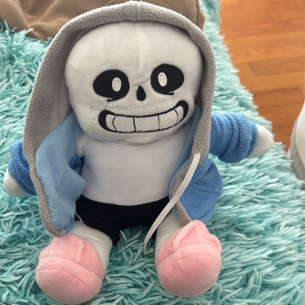 Plush Skeleton Toy with Blue Hoodie undertale sans